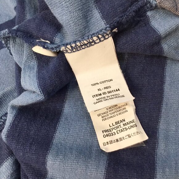 L.L. Bean Long Sleeve Polo Traditional Fit Rugby Lakewashed Blue Stripe XL Reg - Picture 9 of 9
